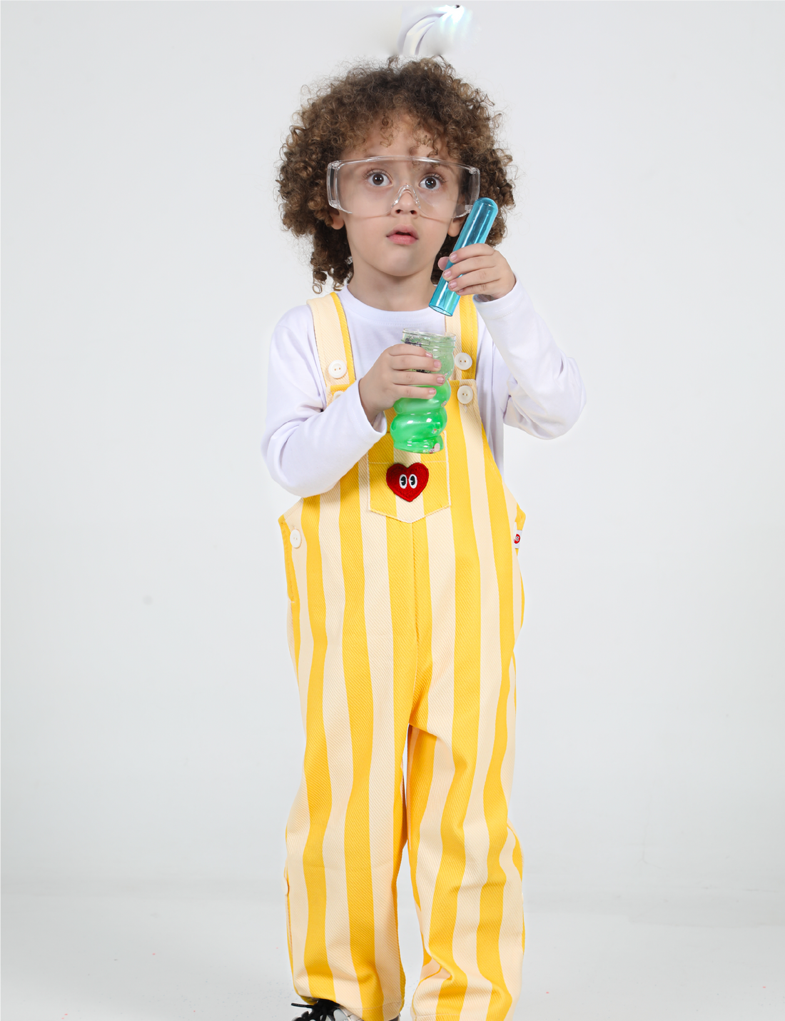 Set Overol Lab Rayas Amarillo + Buzo Básico