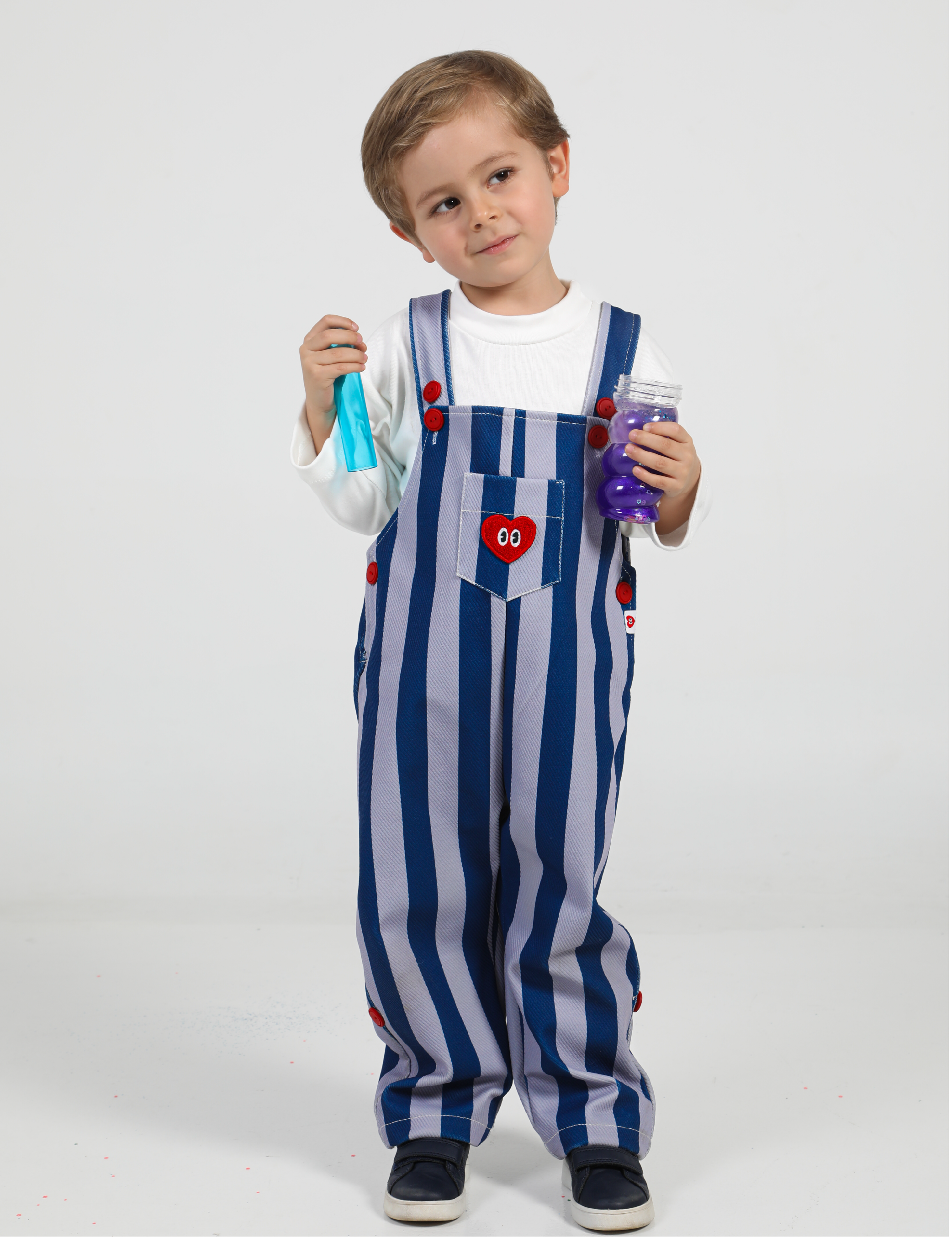 Set Overol Lab Rayas Azul + Buzo Básico